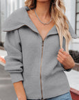 Cozy Zip Front Cardigan with Full Sleeves