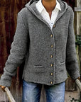 Elegant Long-Sleeved Hooded Cardigan