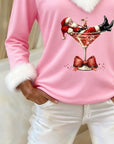 Plush Christmas Print Long Sleeve Top