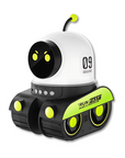Robot star projector night light glowing in bedroom – view 2