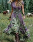 Elegant Maxi Dress With Floral Shades