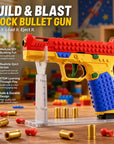 DIY building block toy blaster with foam darts