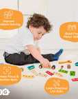 Wooden toy tool set with tool box and pretend tools – view 8