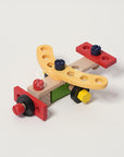Wooden toy tool set with tool box and pretend tools – view 6