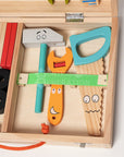 Wooden toy tool set with tool box and pretend tools – view 4