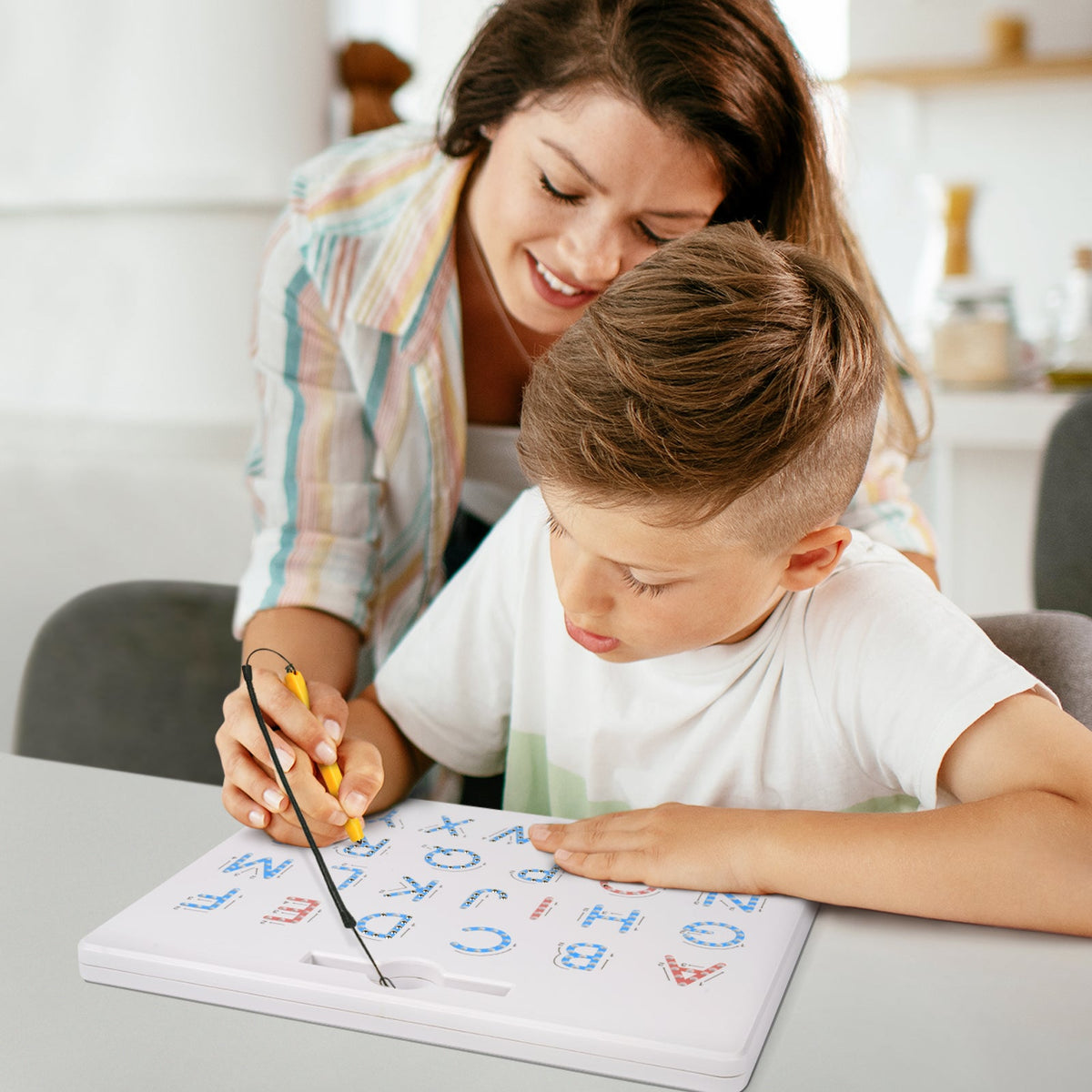 Double sided magnetic alphabet tracing board with pen – view 2