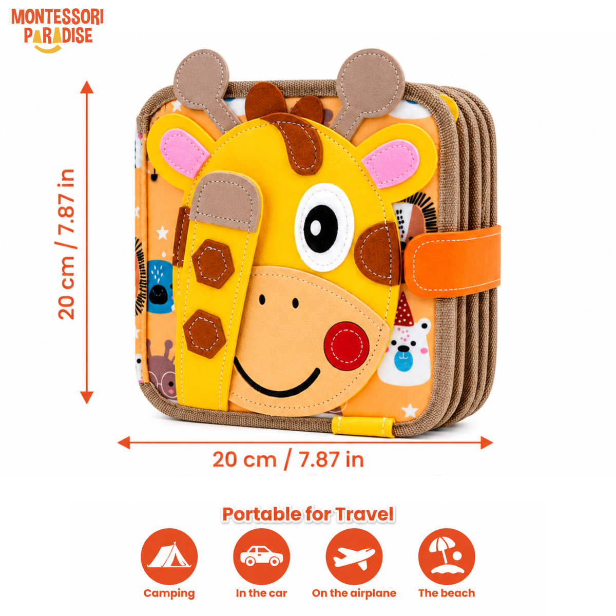 Giraffe busy book with buttons and zippers – view 5