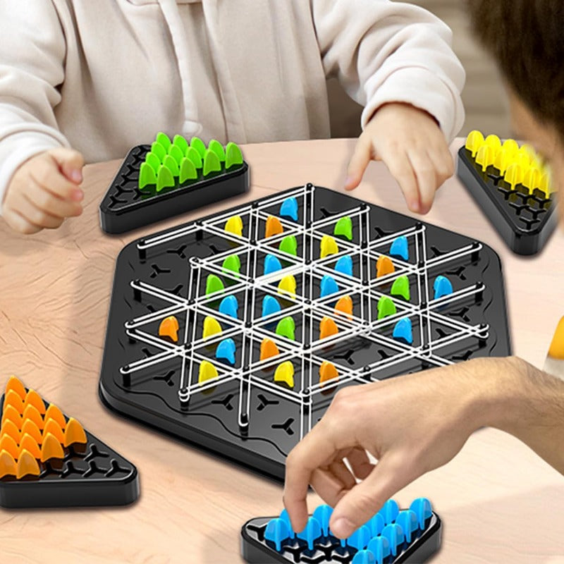 Triangle chain strategy board game with rubber bands – view 6