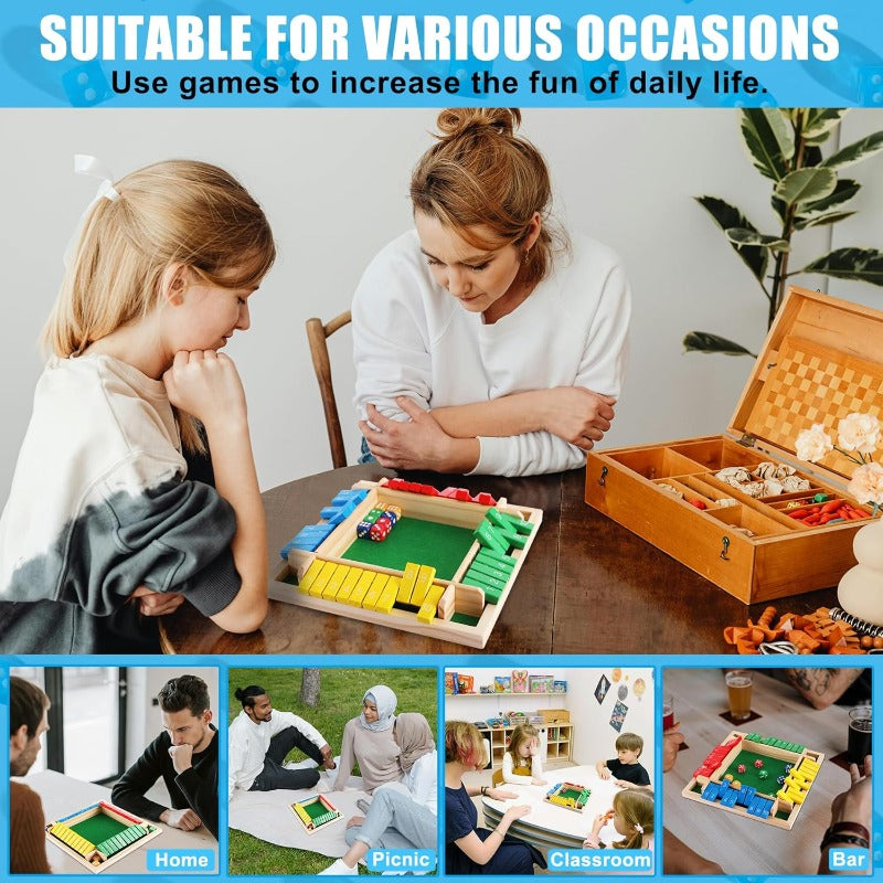 Wooden shut the box dice game board – view 6