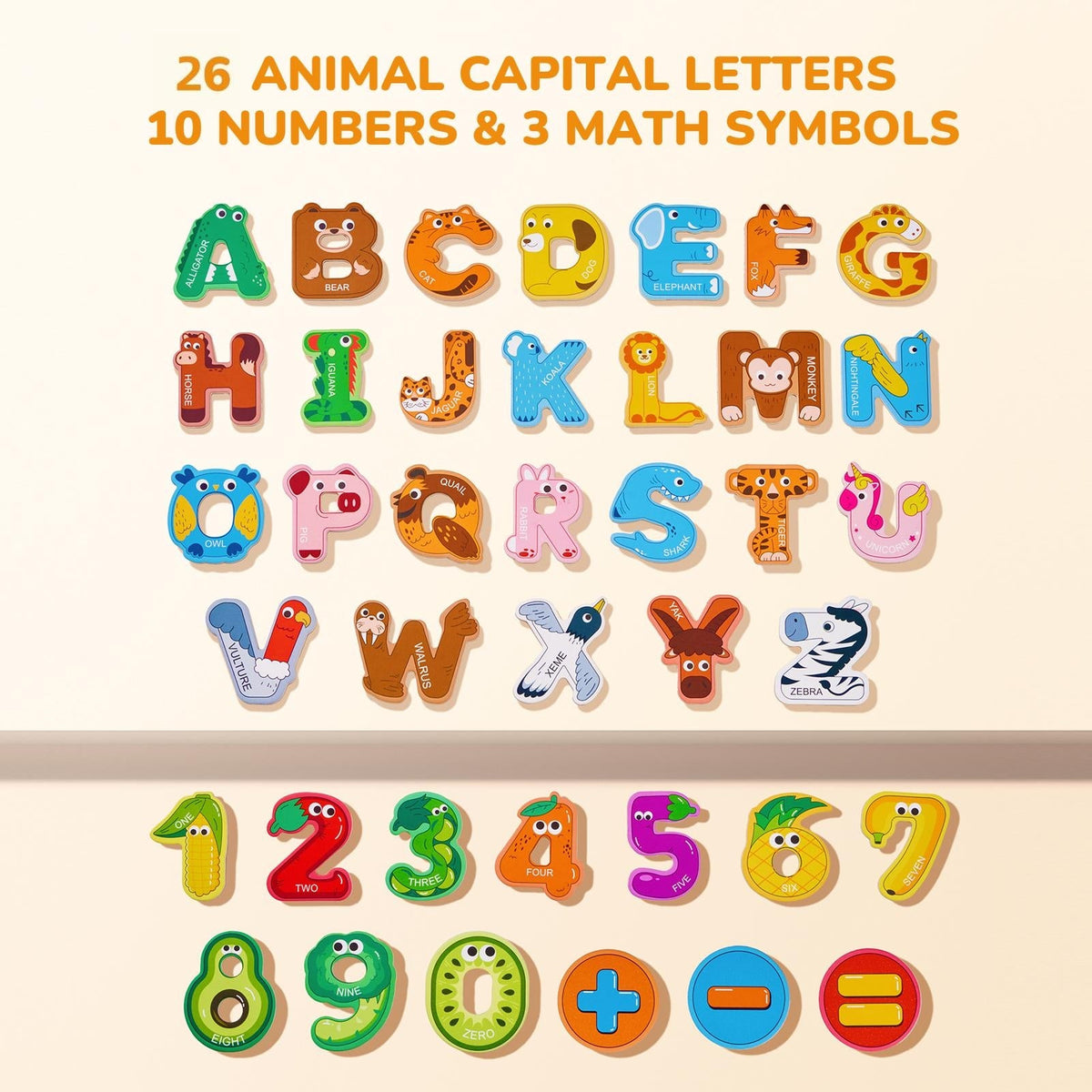 Wooden alphabet fridge magnets with animal letters – view 2