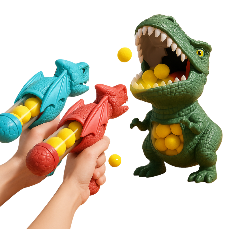 Dinosaur shooting game with foam ball blaster and target – view 4