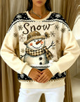 Long-Sleeved Snowman Print Sweatshirt