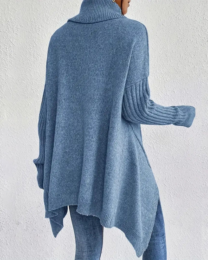 High Collar Irregular Loose Sweater