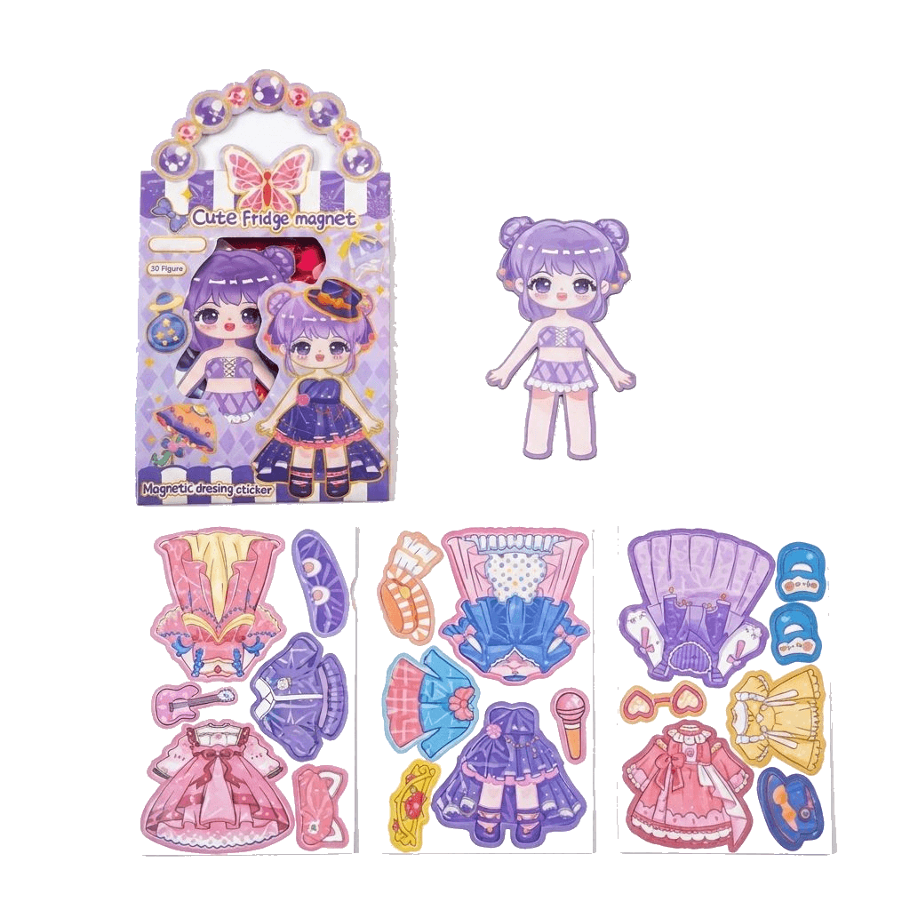 Magnetic dress up dolls set with outfits and stand – view 5