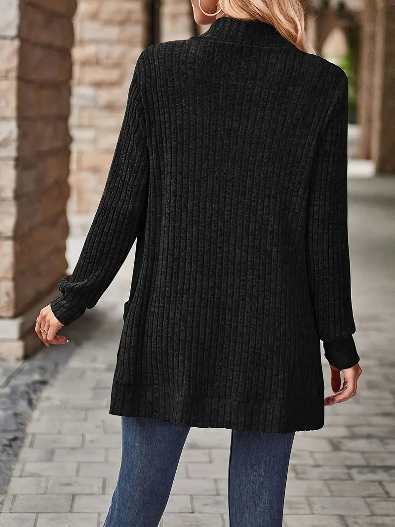 Chic Casual Ribbed Long-Sleeve Top