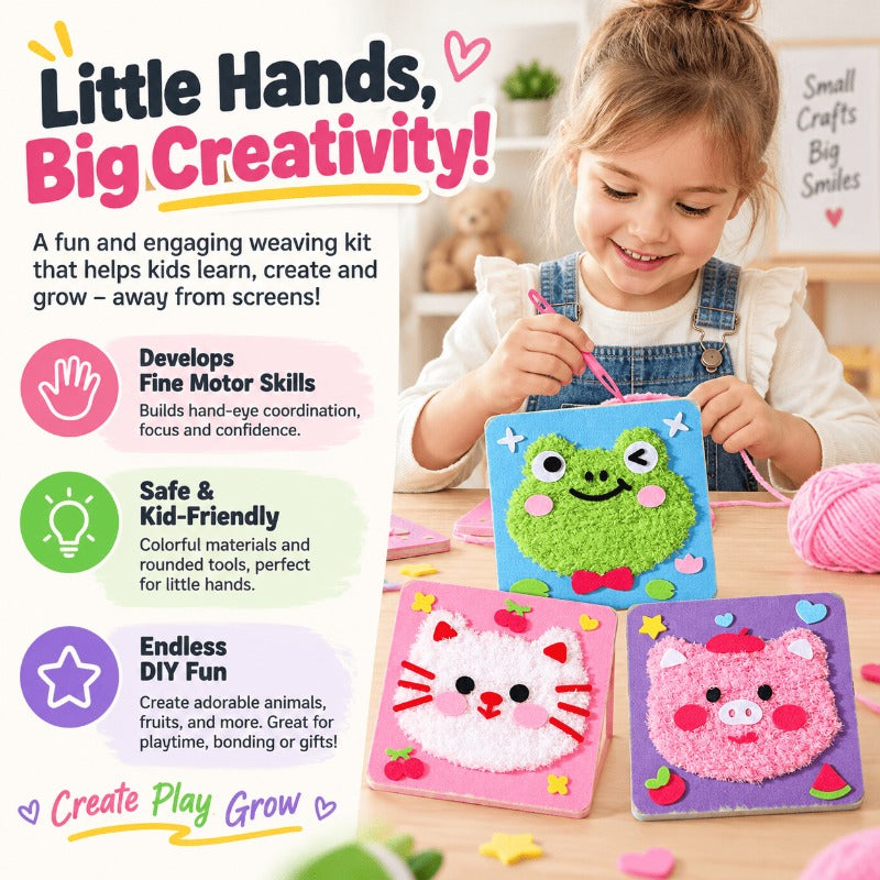 Kids embroidery kit with animal foam boards