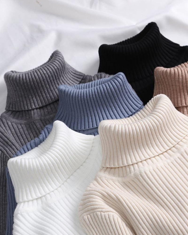 High-Neck Knit Sweater Base Layer
