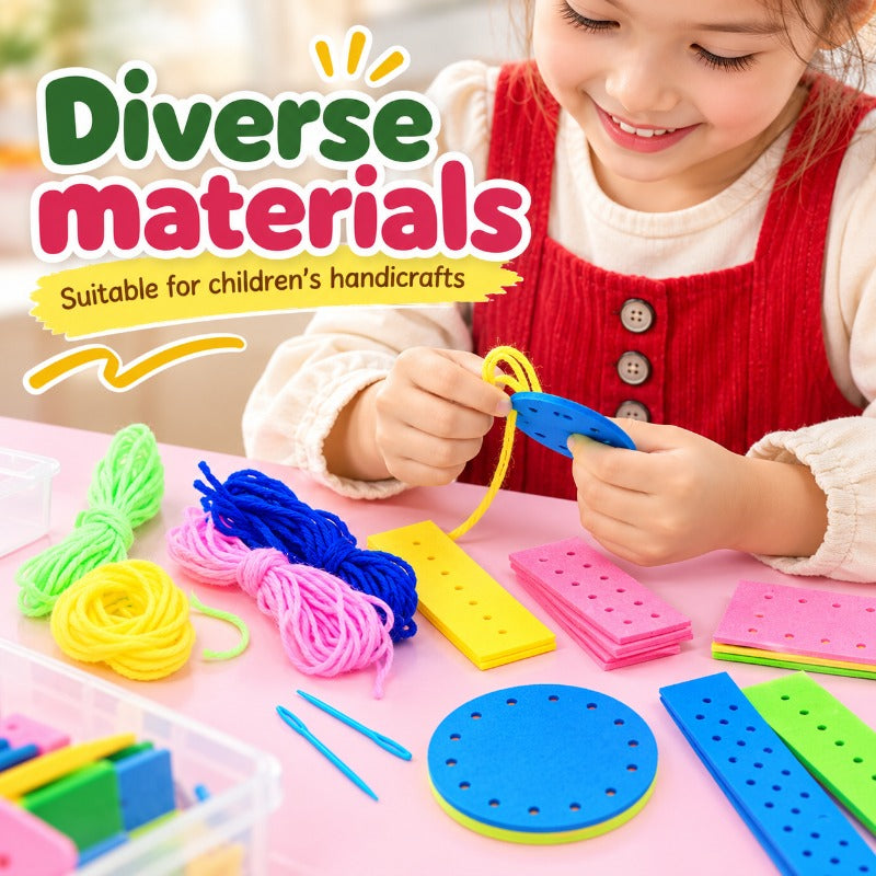 Kids embroidery kit with animal foam boards – view 2