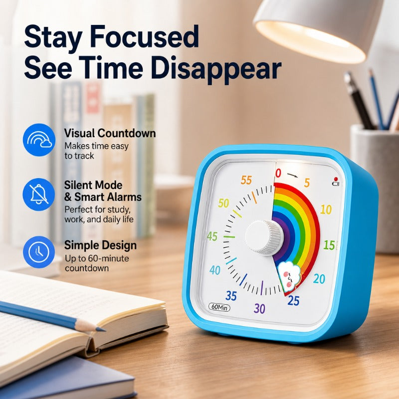 Rainbow visual countdown timer for kids