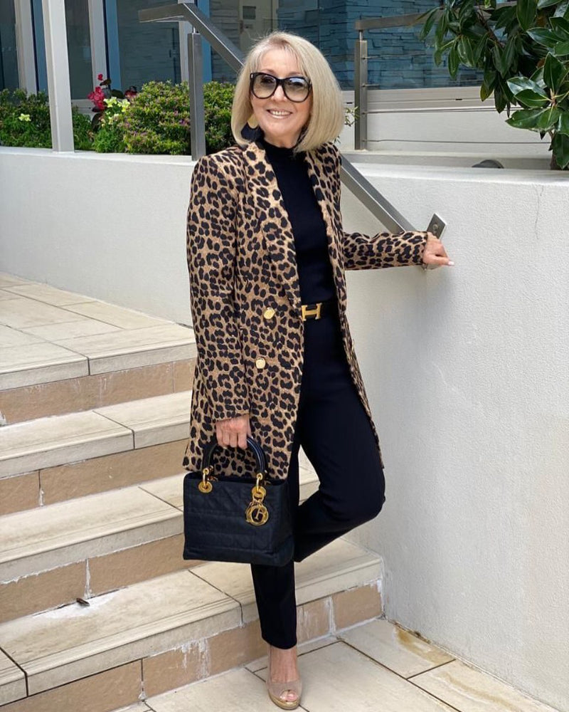 Leopard Print Plus Size Coat