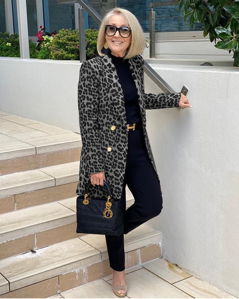 Leopard Print Plus Size Coat