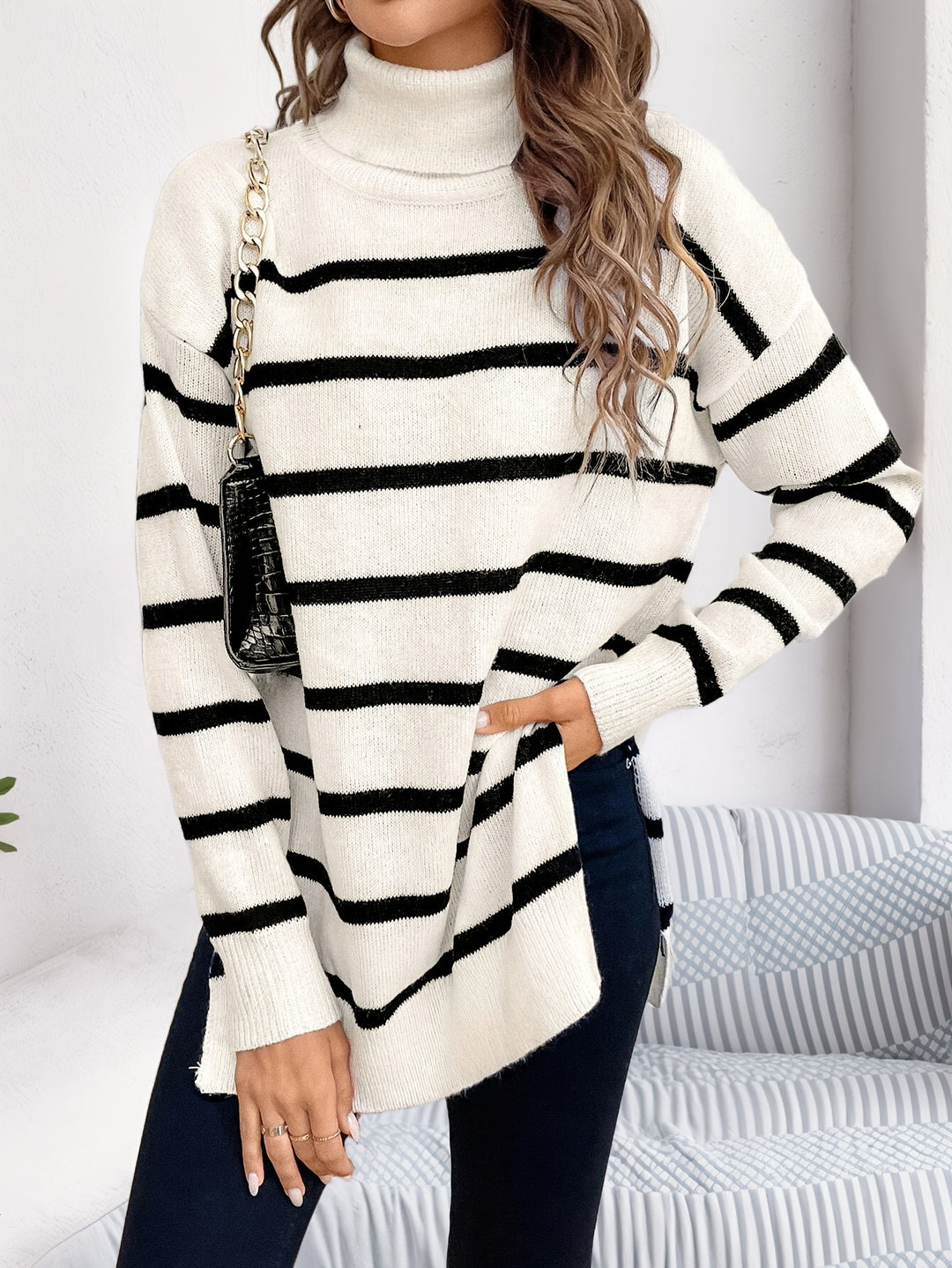 Maya Cozy Striped Knit Sweater