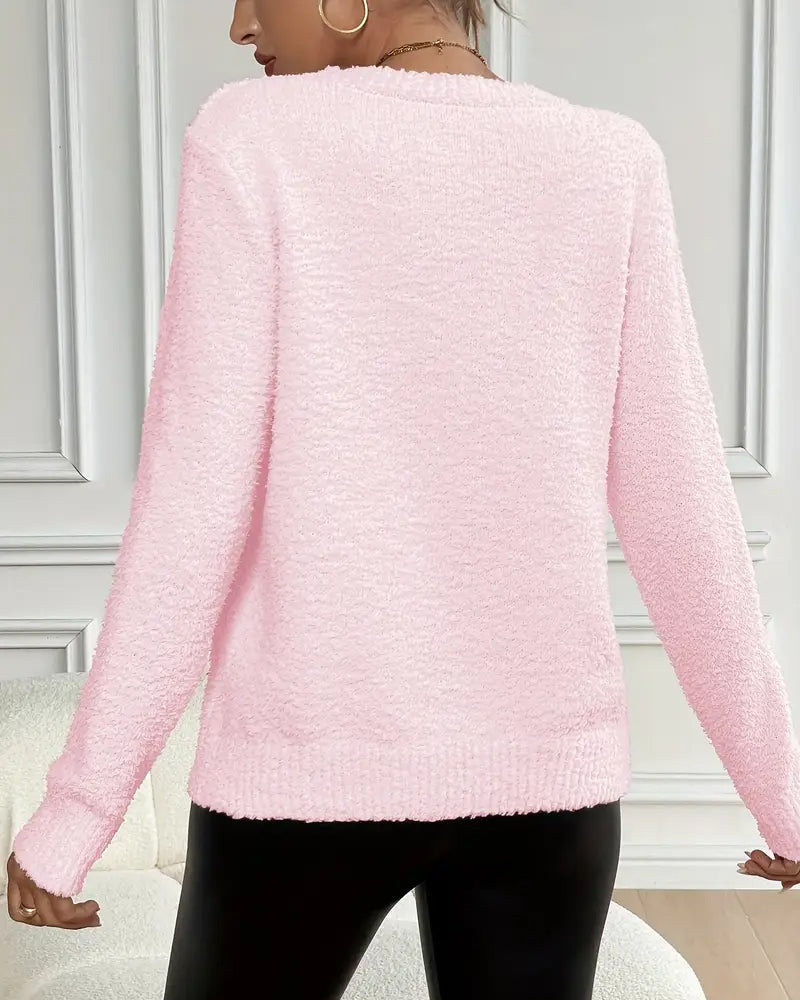 Plush Pullover Long-Sleeved Sweater