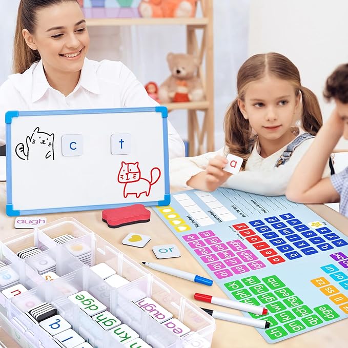 Magnetic phonics letter tiles with folder – view 2