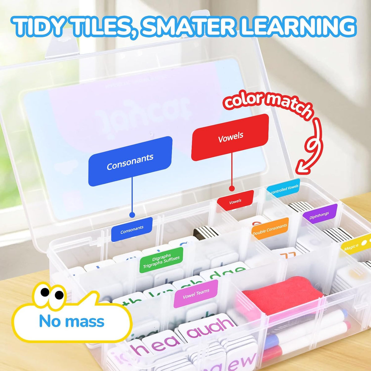 Magnetic phonics letter tiles with folder – view 3