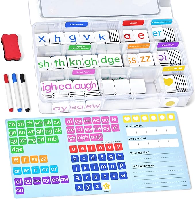 Magnetic phonics letter tiles with folder