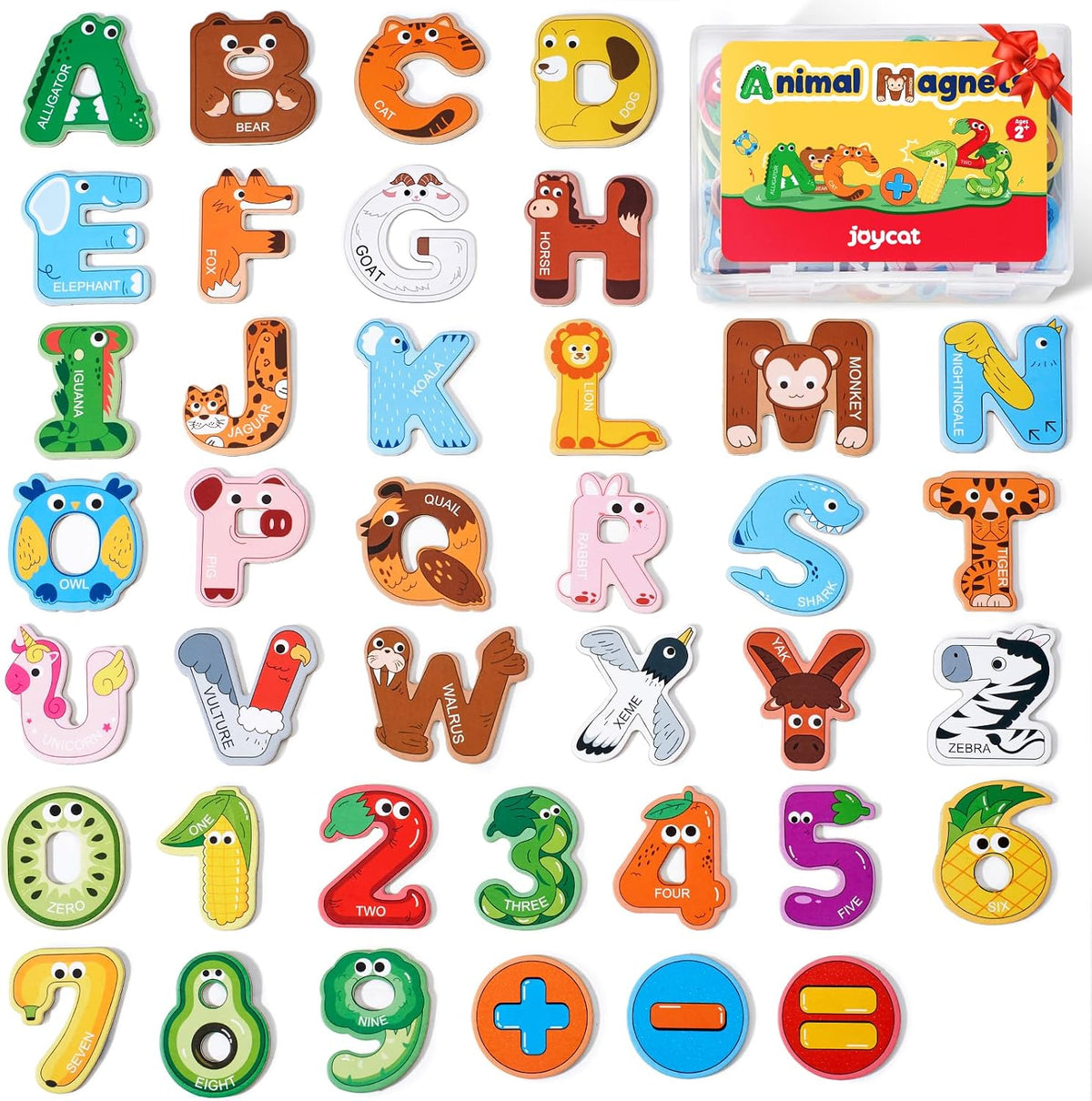 Wooden alphabet fridge magnets with animal letters