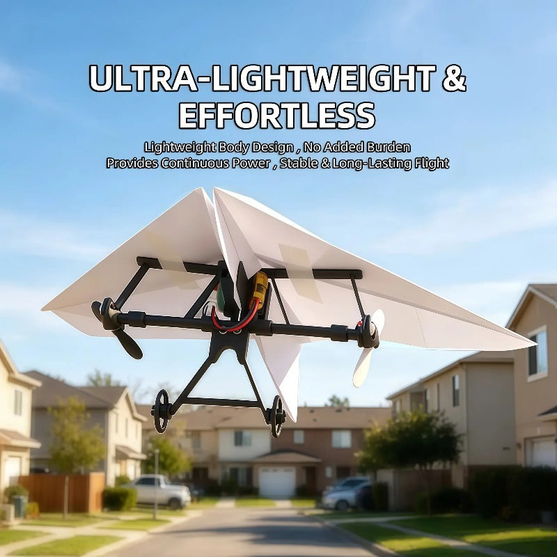 RC paper airplane conversion kit in flight – view 3