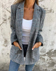 Casual Checked Blazer with Lapels