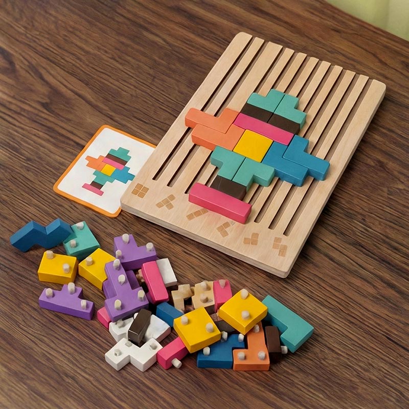 Wooden blocks brain teaser shape puzzle – view 5
