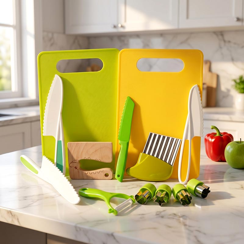 Kids cooking set with kid-safe knives and cutting board – view 2