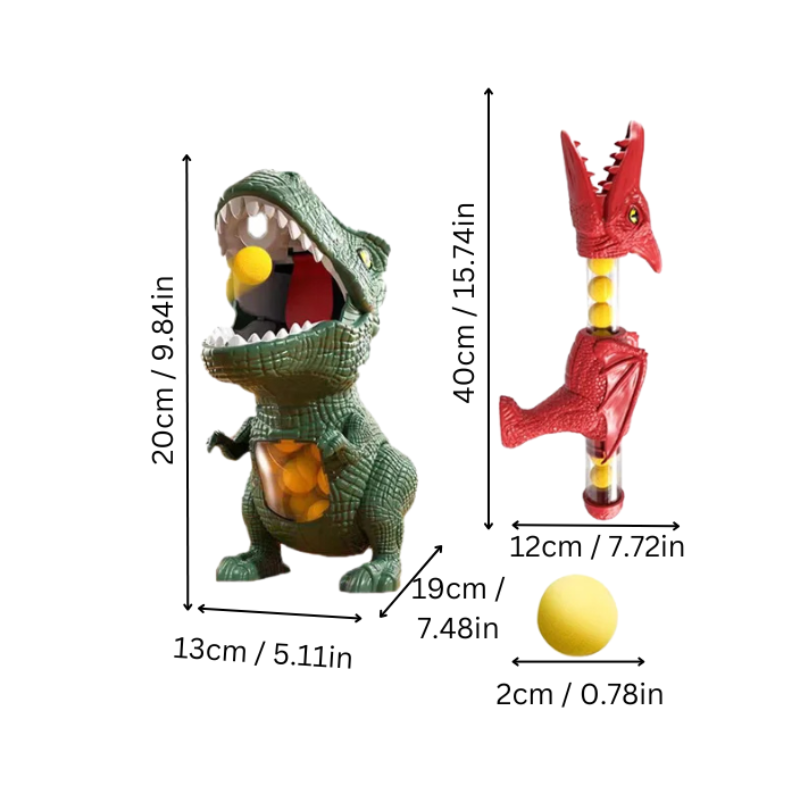 Dinosaur shooting game with foam ball blaster and target – view 2