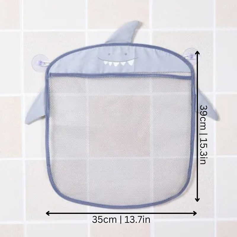 Hanging bath toy storage organizer with toys – view 2