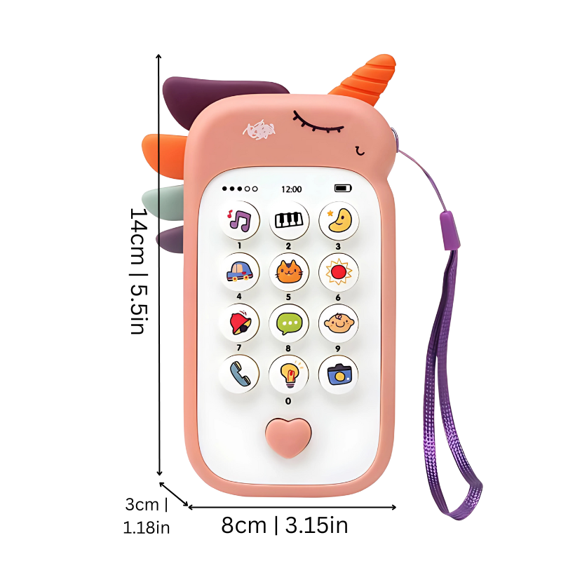 Baby toy phone with silicone teething ears – view 2
