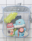 Mesh bath toy organizer bag on bathroom tiles – view 3