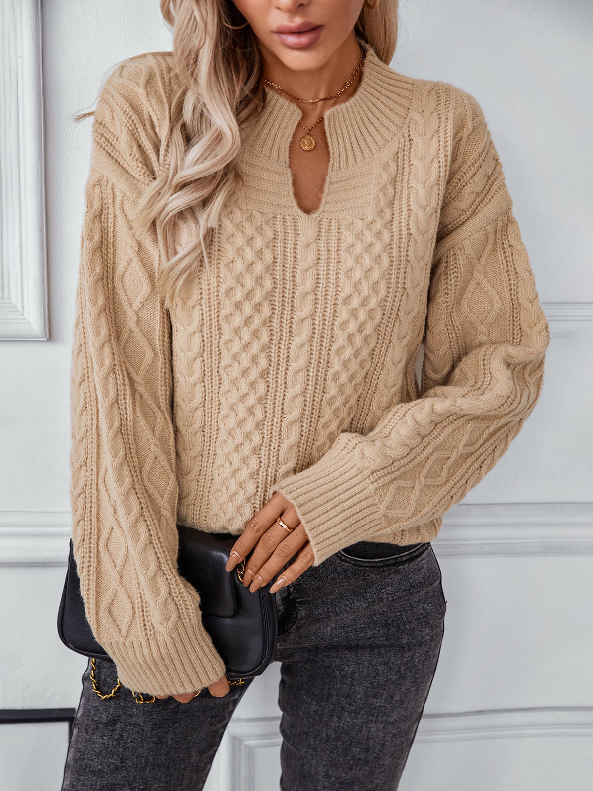 Drizzle Cable Knit Pullover Sweater