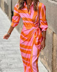 Stylish Midi Dress With Vertical Stripes