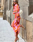 Stylish Midi Dress With Vertical Stripes