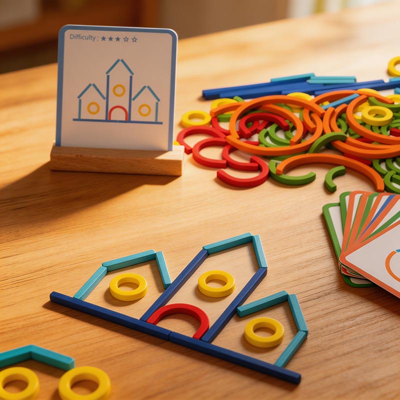 Montessori wooden counting sticks and rings set – view 2