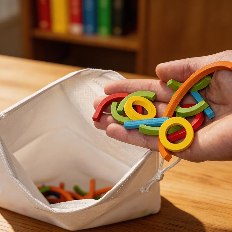 Montessori wooden counting sticks and rings set – view 10