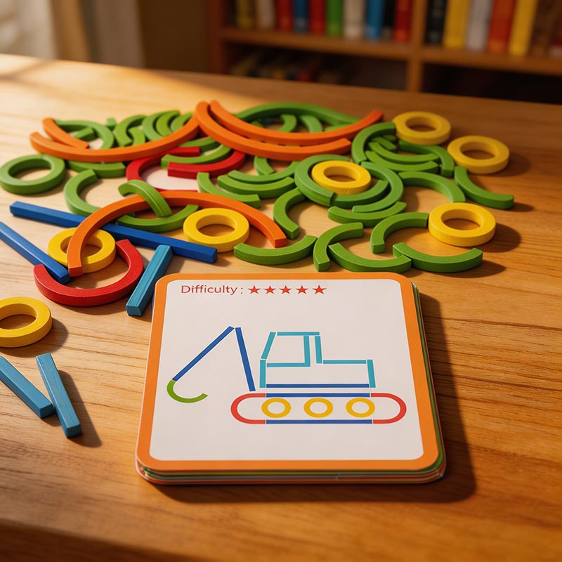 Montessori wooden counting sticks and rings set – view 5