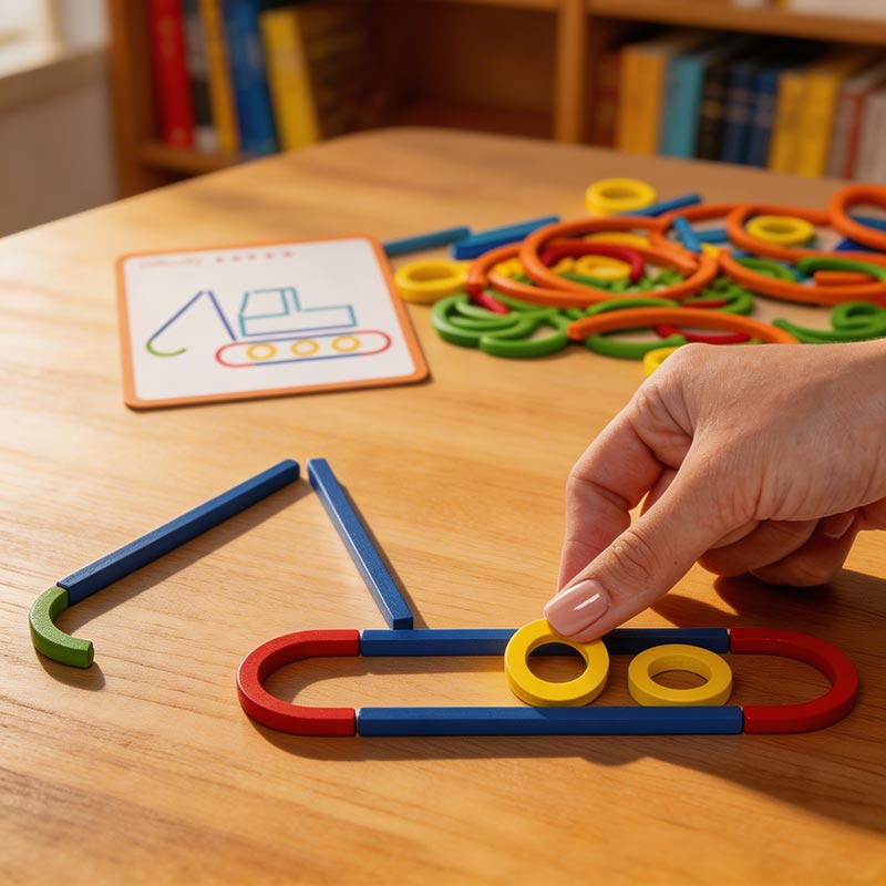 Montessori wooden counting sticks and rings set – view 7