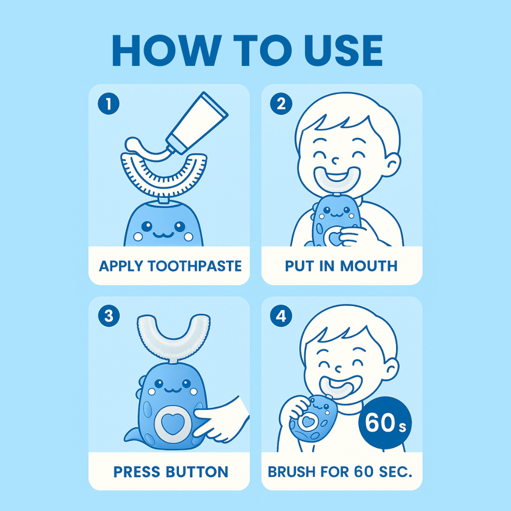 U shaped dinosaur electric toothbrush for kids – view 9