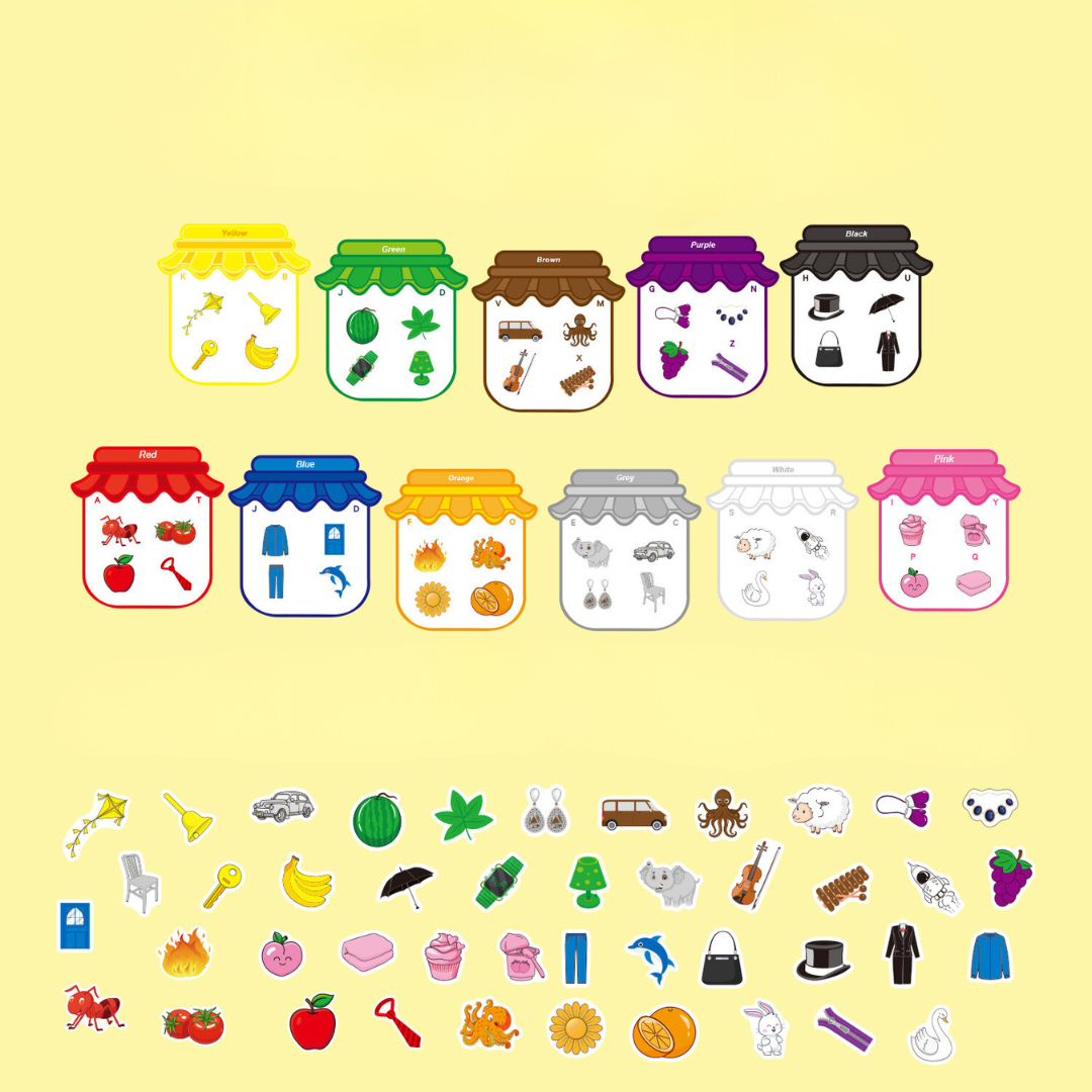 Magnetic color matching game with picture magnets – view 3