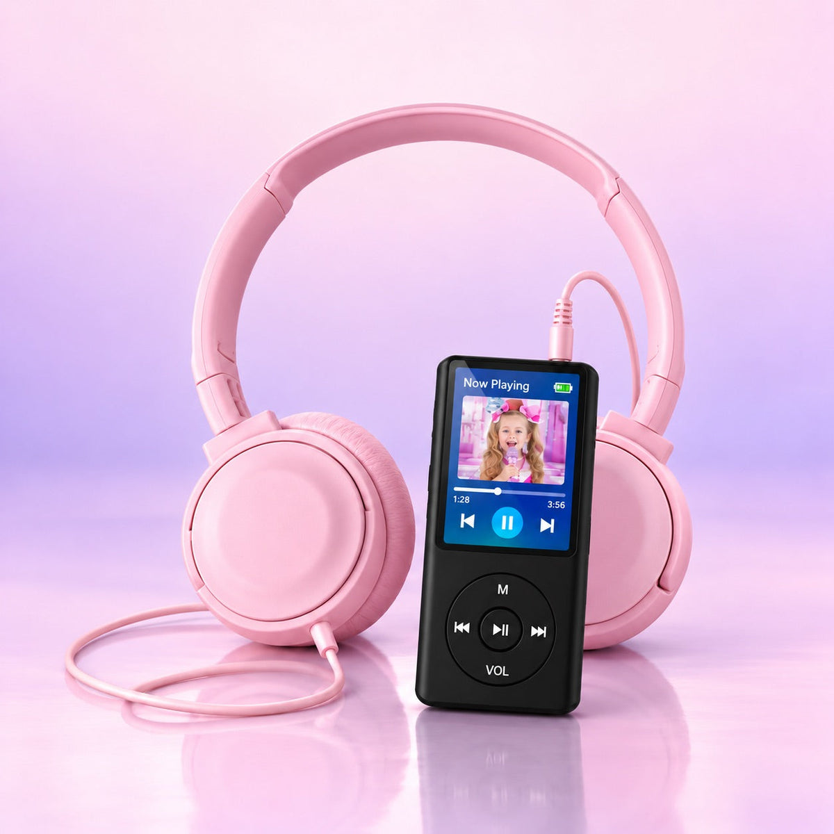 Kids MP3 player with wired headphones in pink – view 8