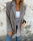Casual Checked Blazer with Lapels